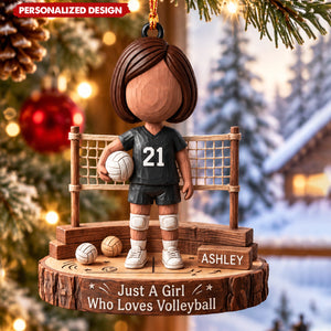 Personalized Volleyball Girl Acrylic Christmas Ornament - Gift for Volleyball Player