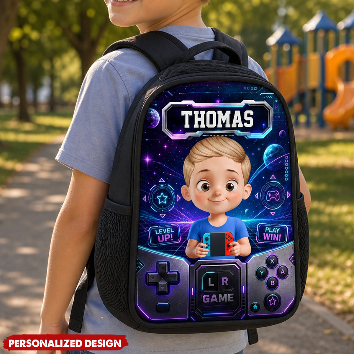 Personalized Kids Game Controller Backpack -Little Cartoon Gamer Bookbag