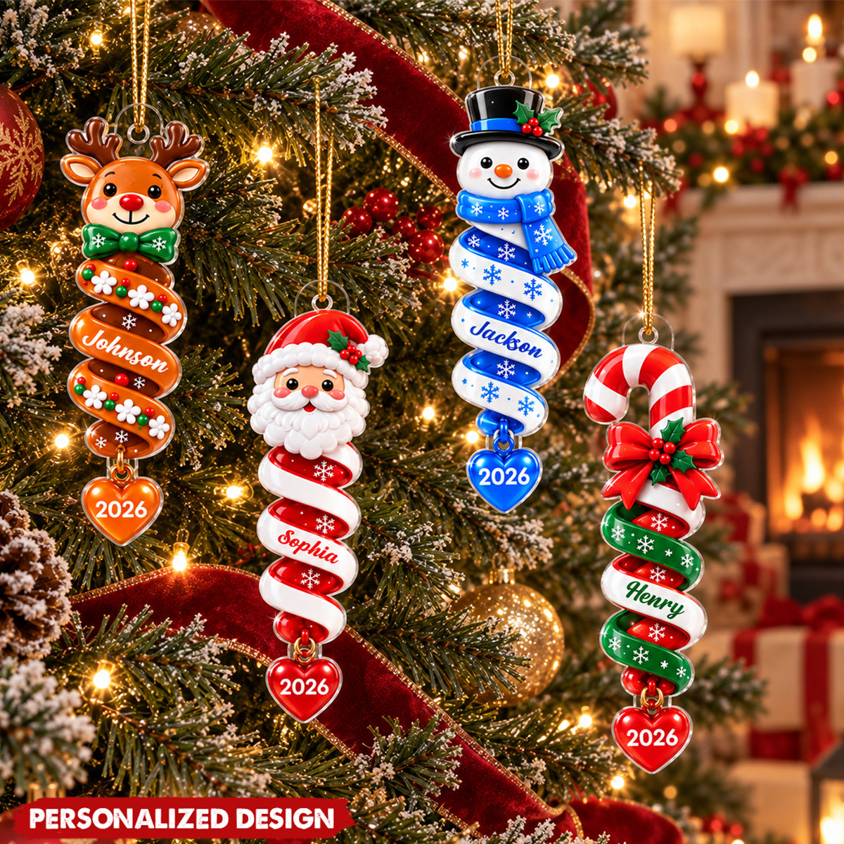 Personalized Spiral Shape Acrylic Christmas Ornament -Gift for Kids,Family