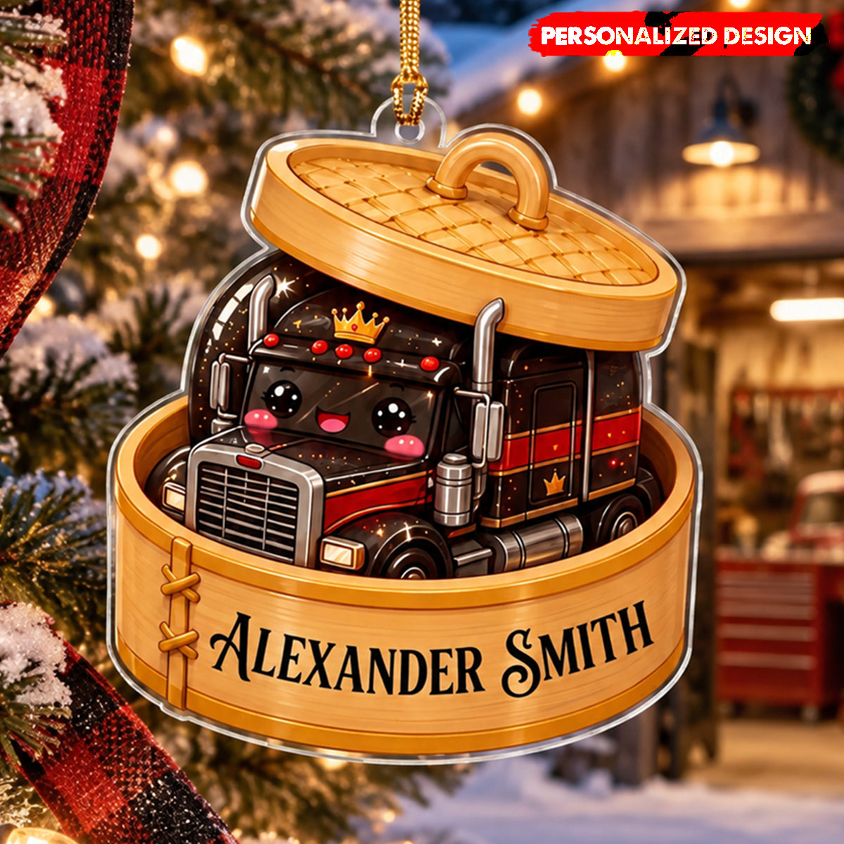 Personalized Cute Vehicle In Box Acrylic Christmas Ornament