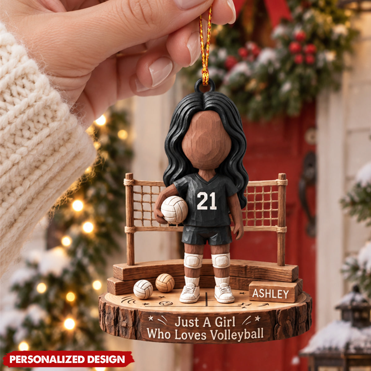 Personalized Volleyball Girl Acrylic Christmas Ornament - Gift for Volleyball Player