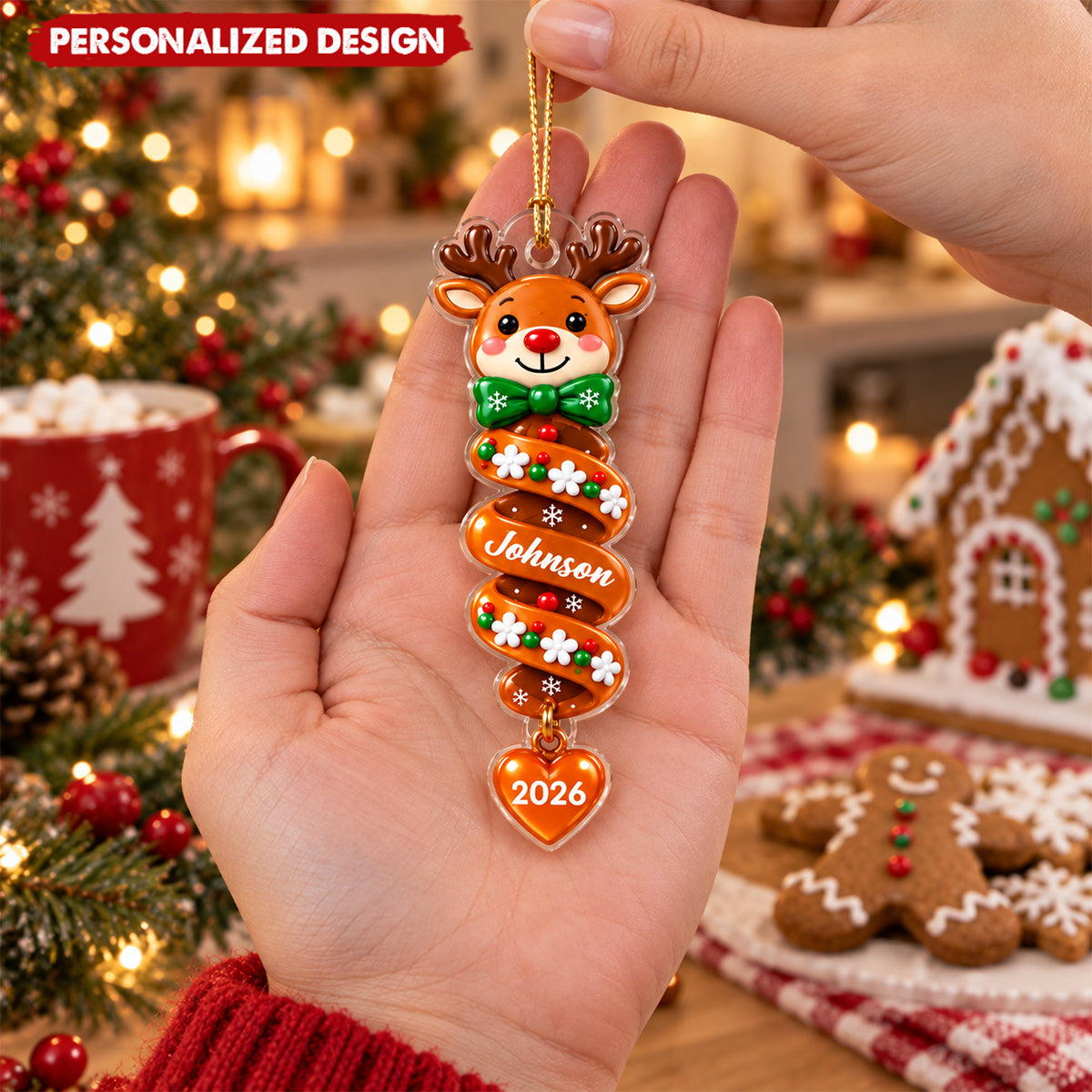 Personalized Spiral Shape Acrylic Christmas Ornament -Gift for Kids,Family