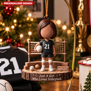 Personalized Volleyball Girl Acrylic Christmas Ornament - Gift for Volleyball Player