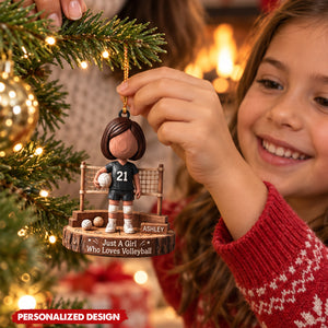 Personalized Volleyball Girl Acrylic Christmas Ornament - Gift for Volleyball Player