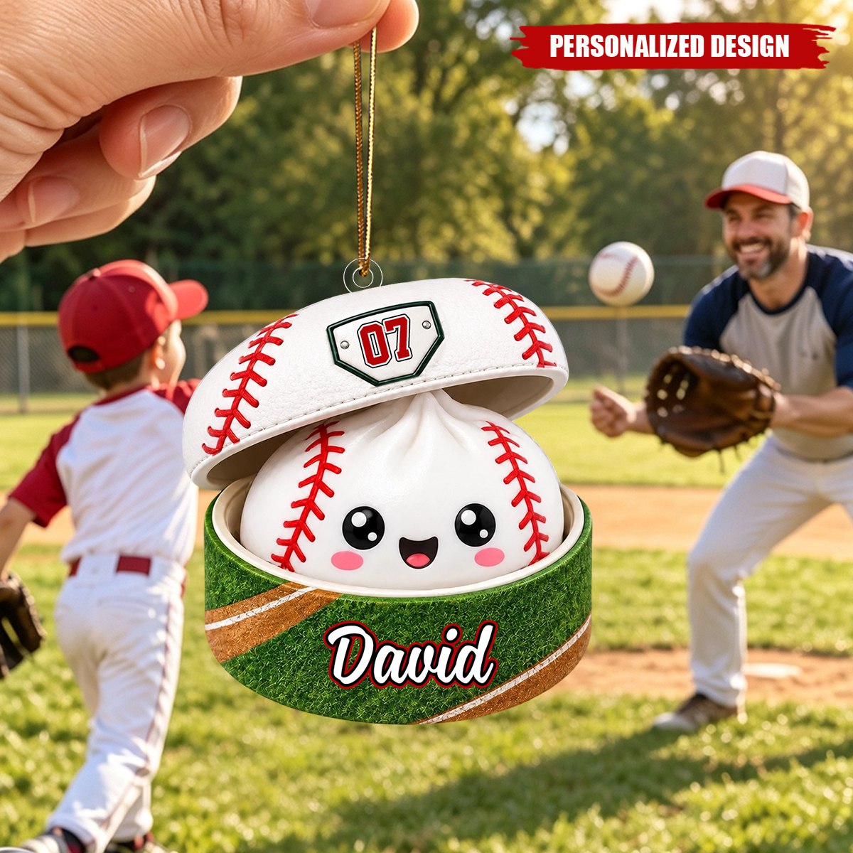 Personalized Cute Bao Bun Sports Ball Acrylic Christmas Ornament
