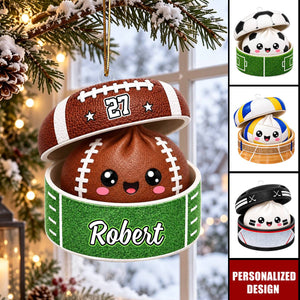 Personalized Cute Bao Bun Sports Ball Acrylic Christmas Ornament
