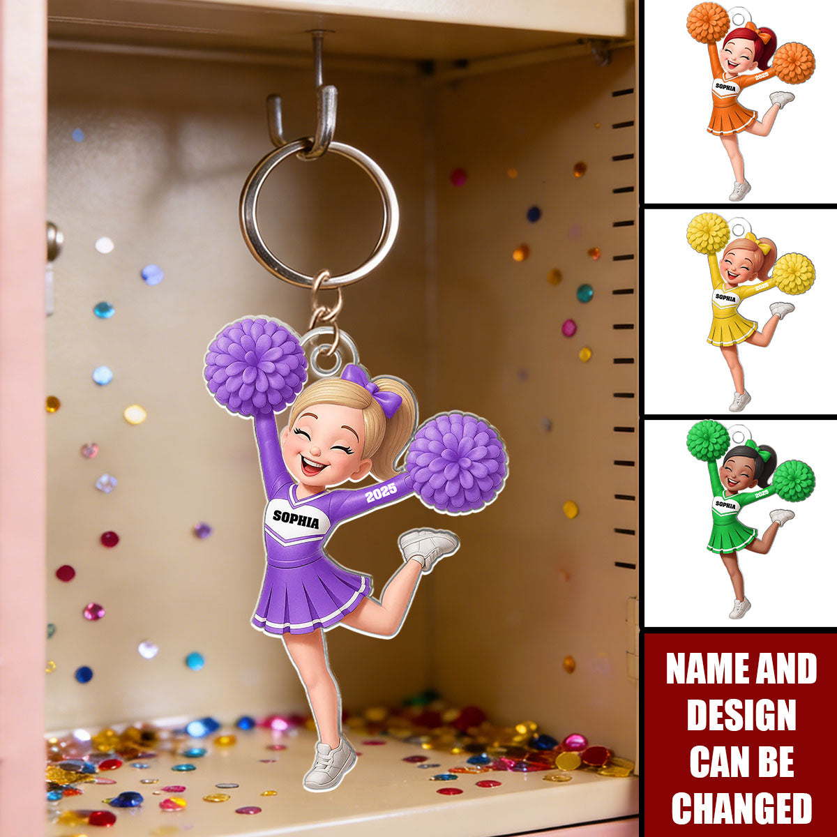 Cheerleader Girl - Personalized Keychain,Gift for Daughter, for Granddaughter