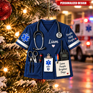 Personalized Medical Scrubs Acrylic Christmas Ornament - Doctor Nurse Gift
