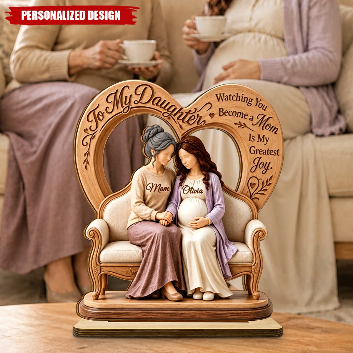 Personalized To My Daughter Watching You Become A Mom Wooden Plaque