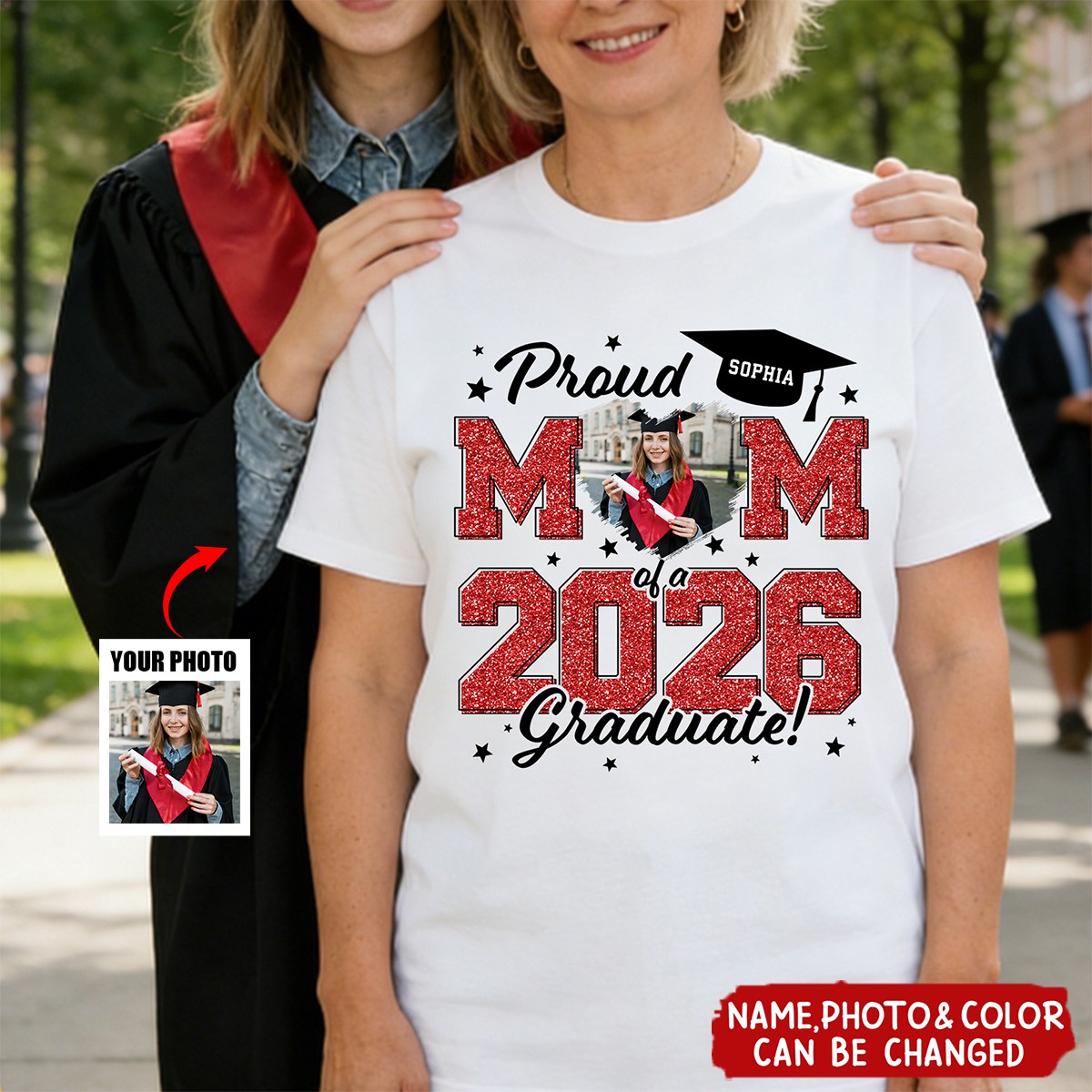 Custom Photo Proud Mom/Dad Of A 2026 Graduate - Personalized Comfort Tee