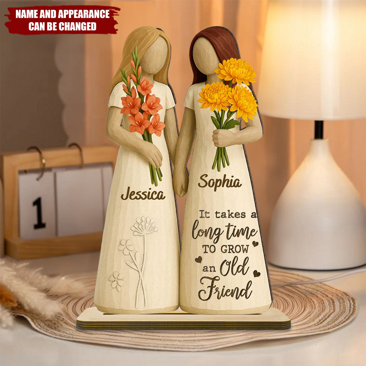 If Friends Were Flowers - Personalized Standing Wooden Plaque