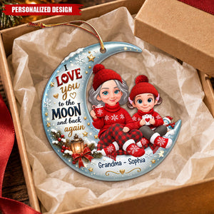 Personalized Grandma & Grandkids Moon Acrylic Christmas Ornament