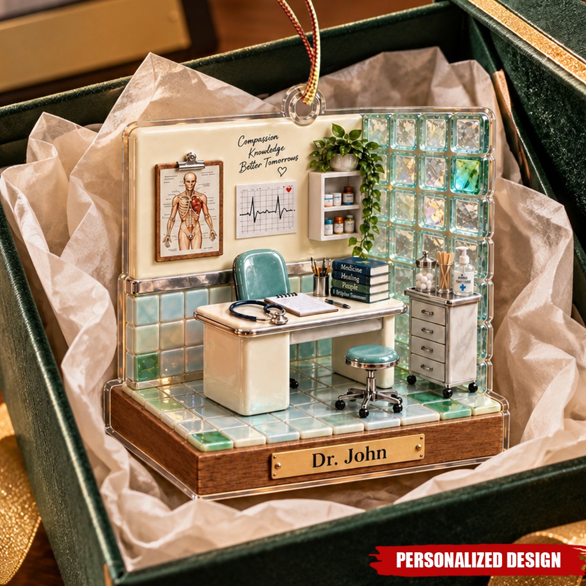Personalized Doctor Office Acrylic Christmas Ornament - Medical Physician Desk Keepsake Gift