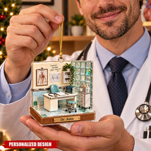 Personalized Doctor Office Acrylic Christmas Ornament - Medical Physician Desk Keepsake Gift