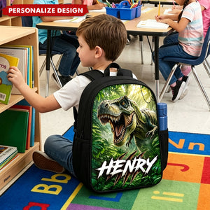 Jurassic Dino Custom Name Backpack - 6 Patterns Personalized Dinosaur School Bookbag