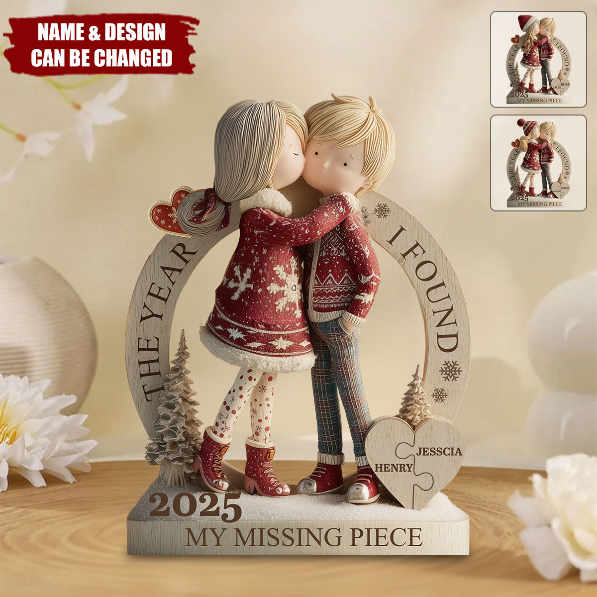 The Year I Found My Missing Piece - Personalized Couple Wood Plaque