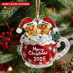 Crystal Gingerbread Family - Personalized Christmas Acrylic Ornament