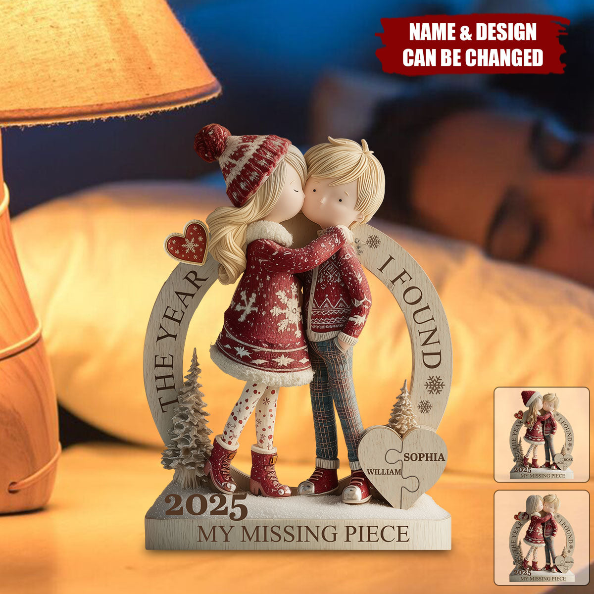 The Year I Found My Missing Piece - Personalized Couple Wood Plaque