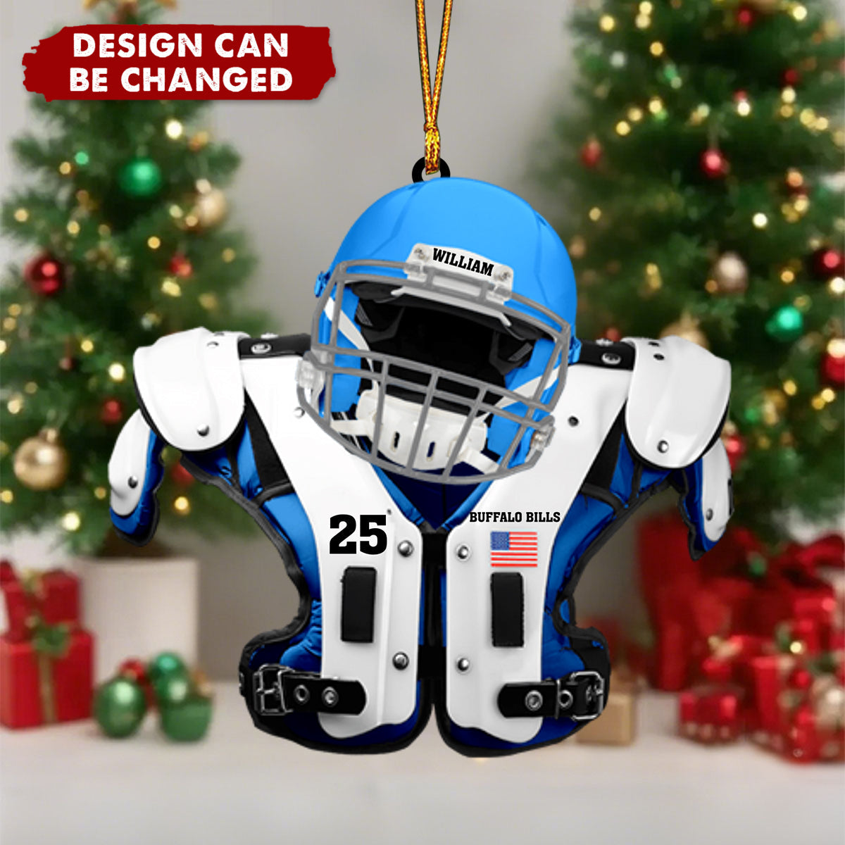 Personalized Helmet & Shoulder Pad Flat Acrylic Ornament Christmas For Football Player
