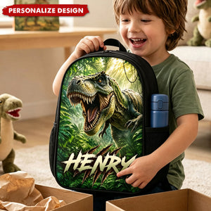 Jurassic Dino Custom Name Backpack - 6 Patterns Personalized Dinosaur School Bookbag