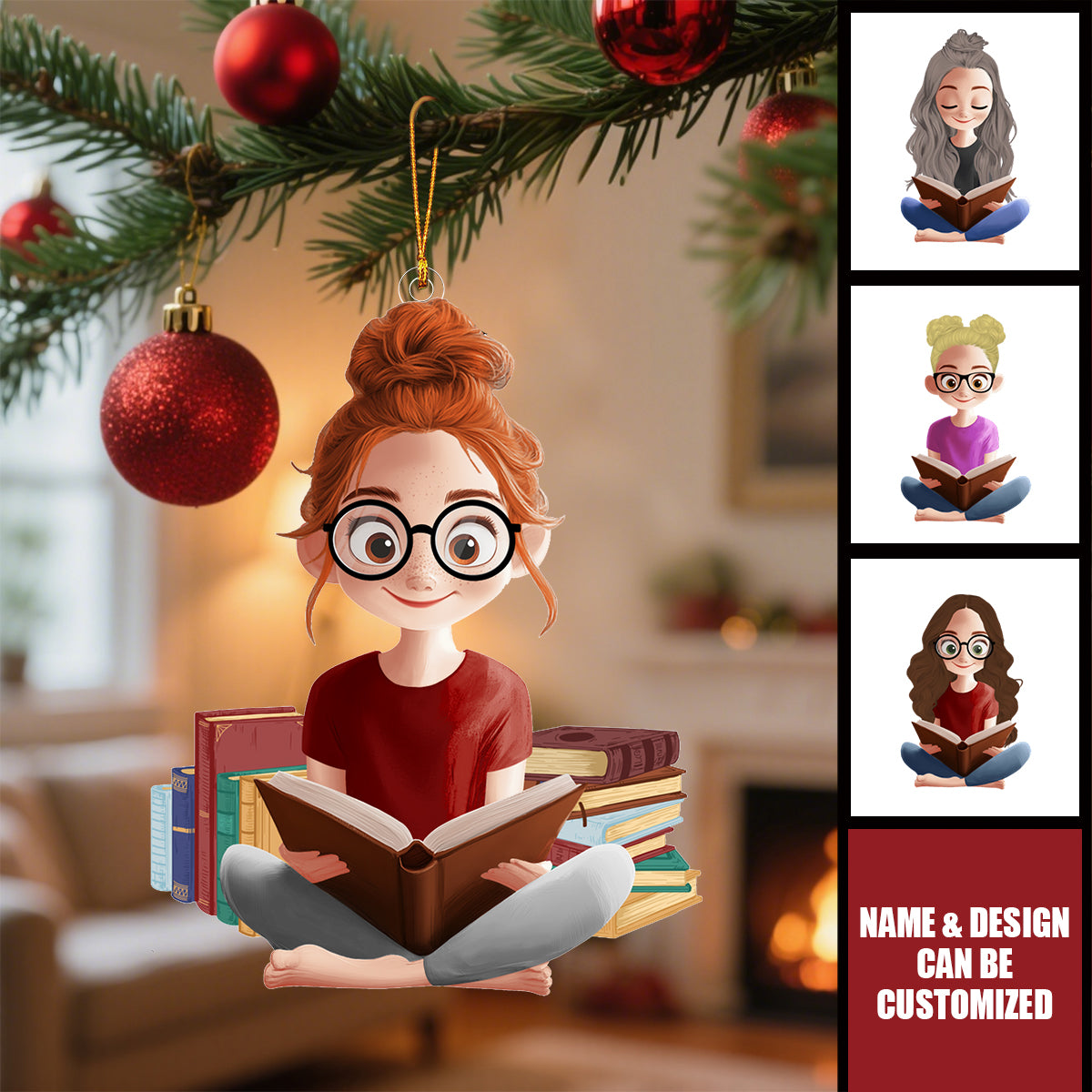 A Girl Loves Reading Books - Personalized Acrylic Ornament