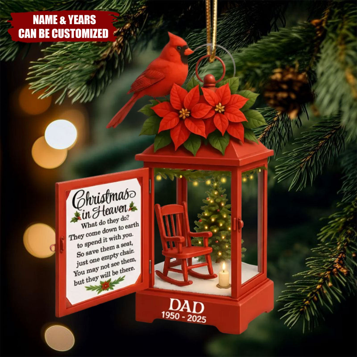 Christmas In Heaven - Personalized Lantern Memorial Chistmas Ornament