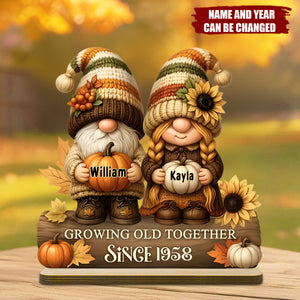 Dwarf Couple Growing Old Together - Personalized Standing Wooden Plaque