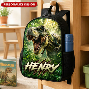 Jurassic Dino Custom Name Backpack - 6 Patterns Personalized Dinosaur School Bookbag