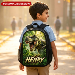 Jurassic Dino Custom Name Backpack - 6 Patterns Personalized Dinosaur School Bookbag