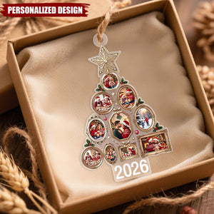 Personalized 2026 Family Photo Frame Tree Acrylic Christmas Ornament