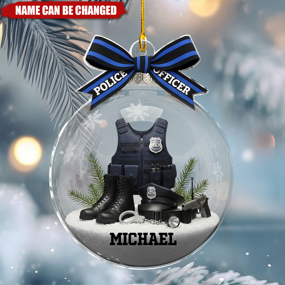 Proud Police Officer - Personalized Christmas Acrylic Ornament