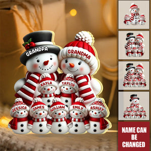 3D Effect Cute Snowman - Personalized Light Box, Gift For Family, Grandma, Grandpa