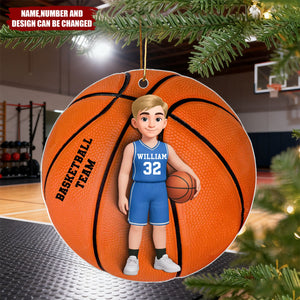 3D Effect Basketball Girl Boy - Personalized Christmas Acrylic Ornament