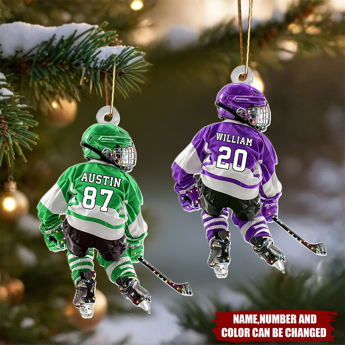 Hockey Player - Personalized Christmas Acrylic Ornament