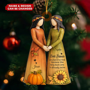 Fall Season Besties Sisters Personalized Christmas Acrylic Ornament