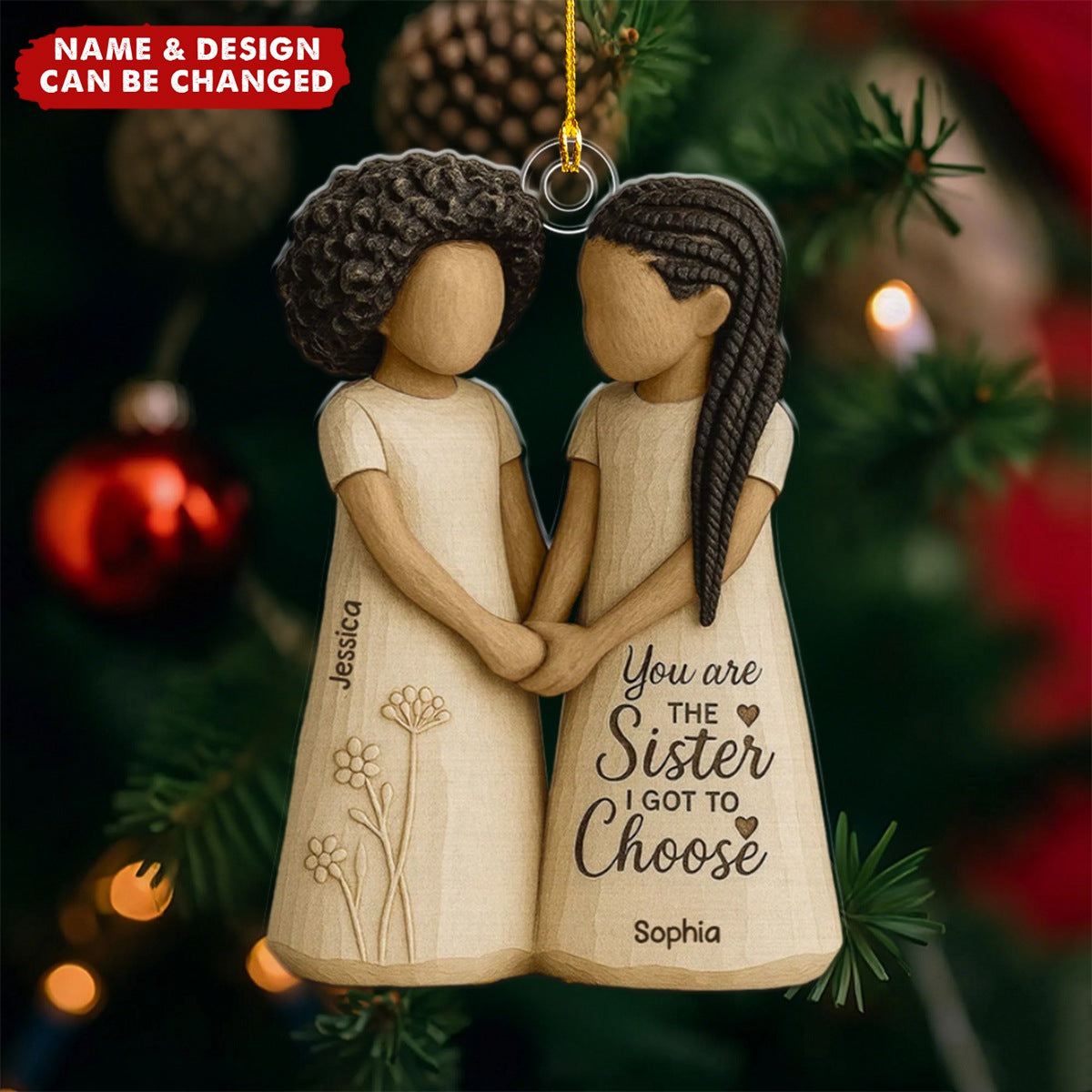 African American Besties You Are The Sister Personalized Christmas Acrylic Ornament