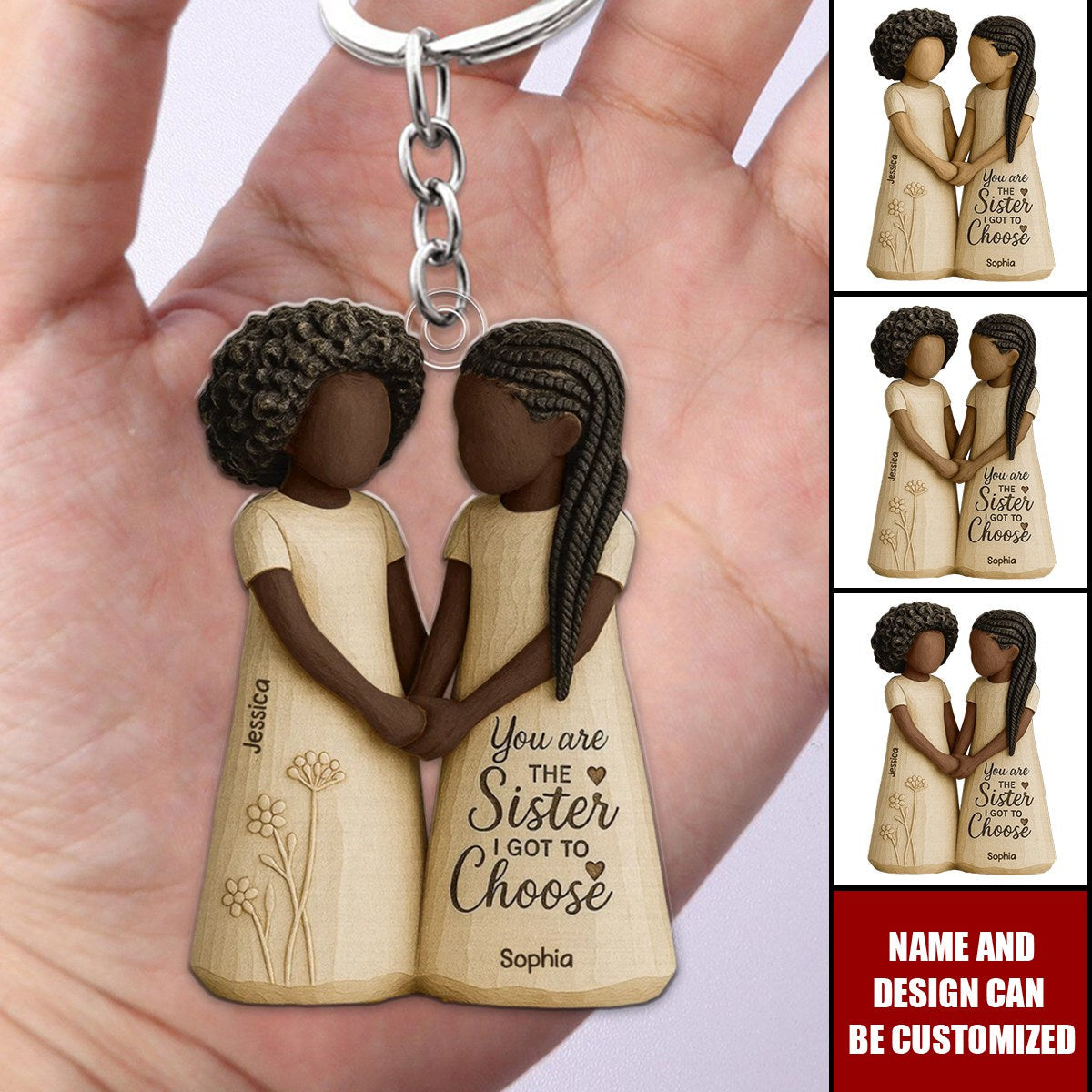 African American Besties You Are The Sister Personalized Acrylic Keychain
