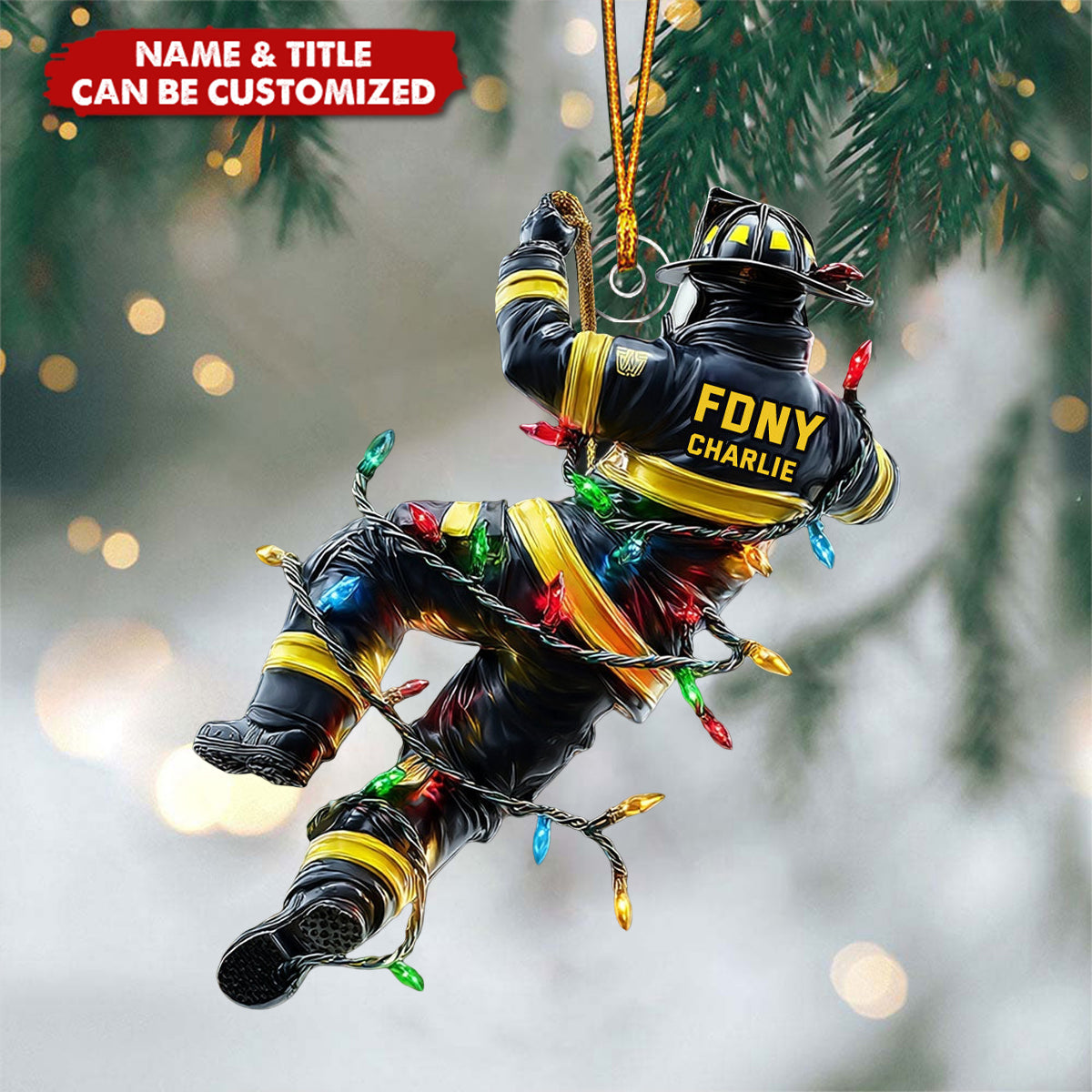 Holiday Rescue - Personalized Firefighter Acrylic Ornament