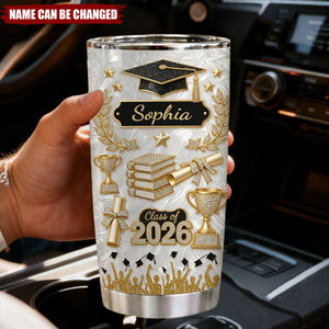 Personalized Name Class Of 2026 Graduation Tumbler, Grad Gift For Daughter From Parents