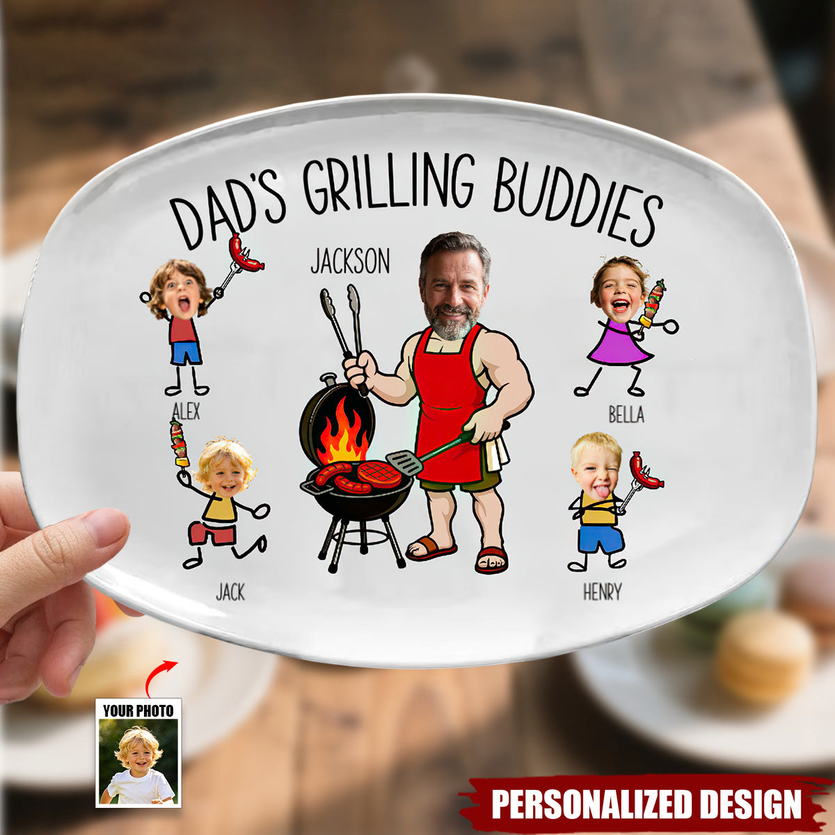 Father's Day Gifts, Dad's Grilling Buddies Father's Day Gift For Daddy, Husband, Grandpa - Personalized Platter