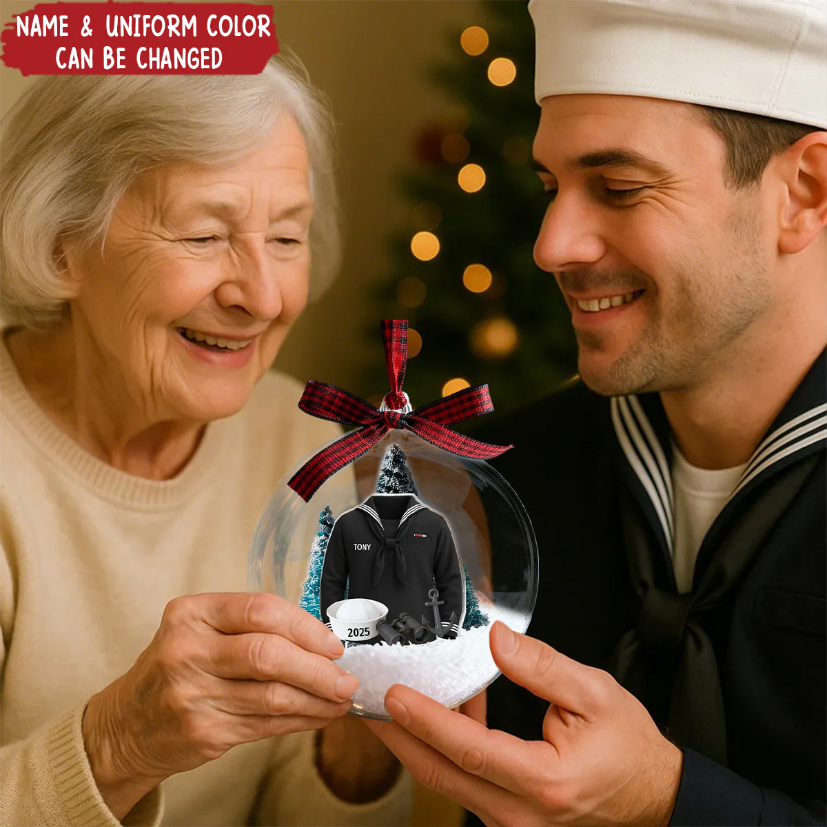 Navy Sailor Uniform - Personalized Snow Globe - Special Christmas Gift for Sailor