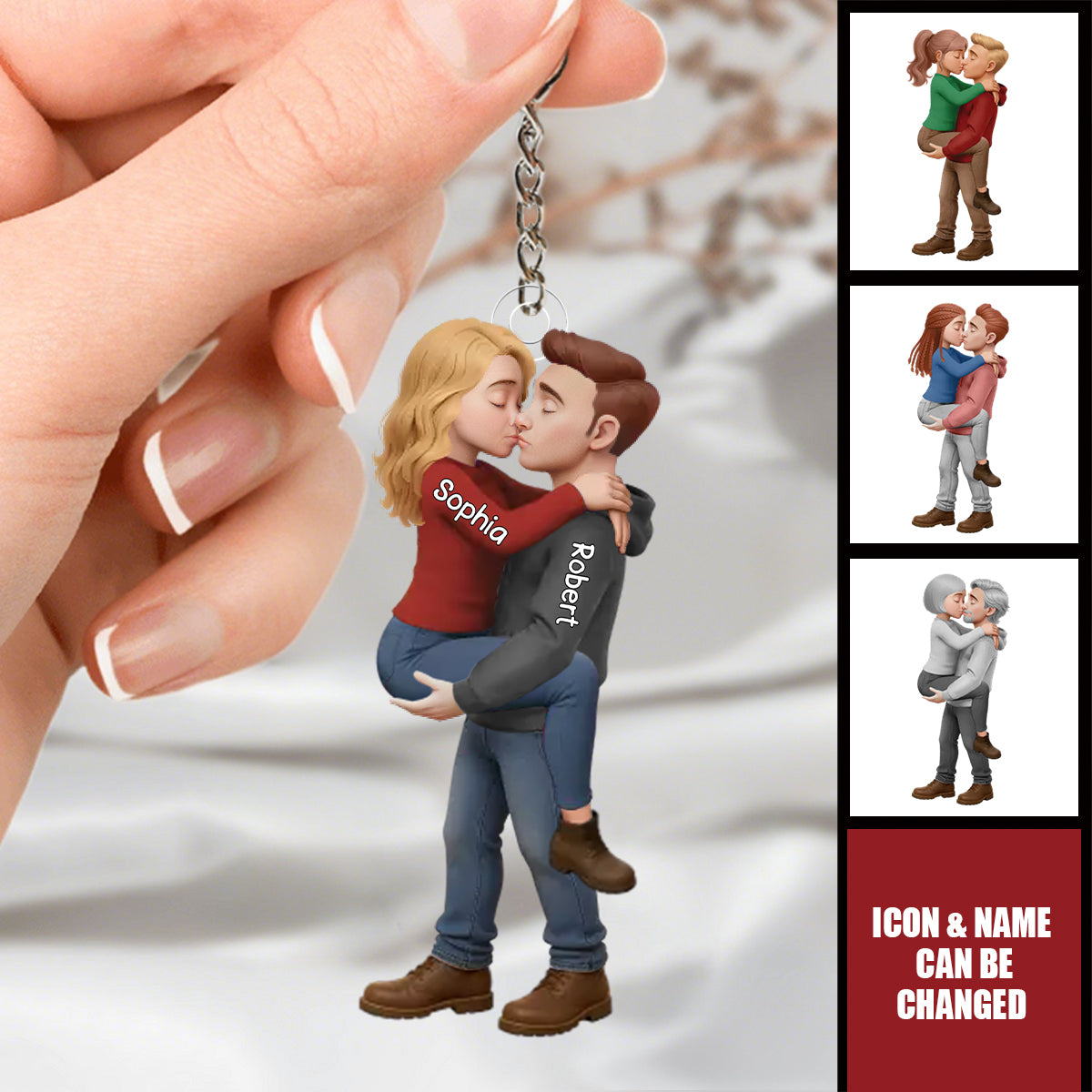 Personalized Romantic Kissing Couple Acrylic Keychain -Anniversary Wedding Gifts For Husband And Wife - Love In Every Piece