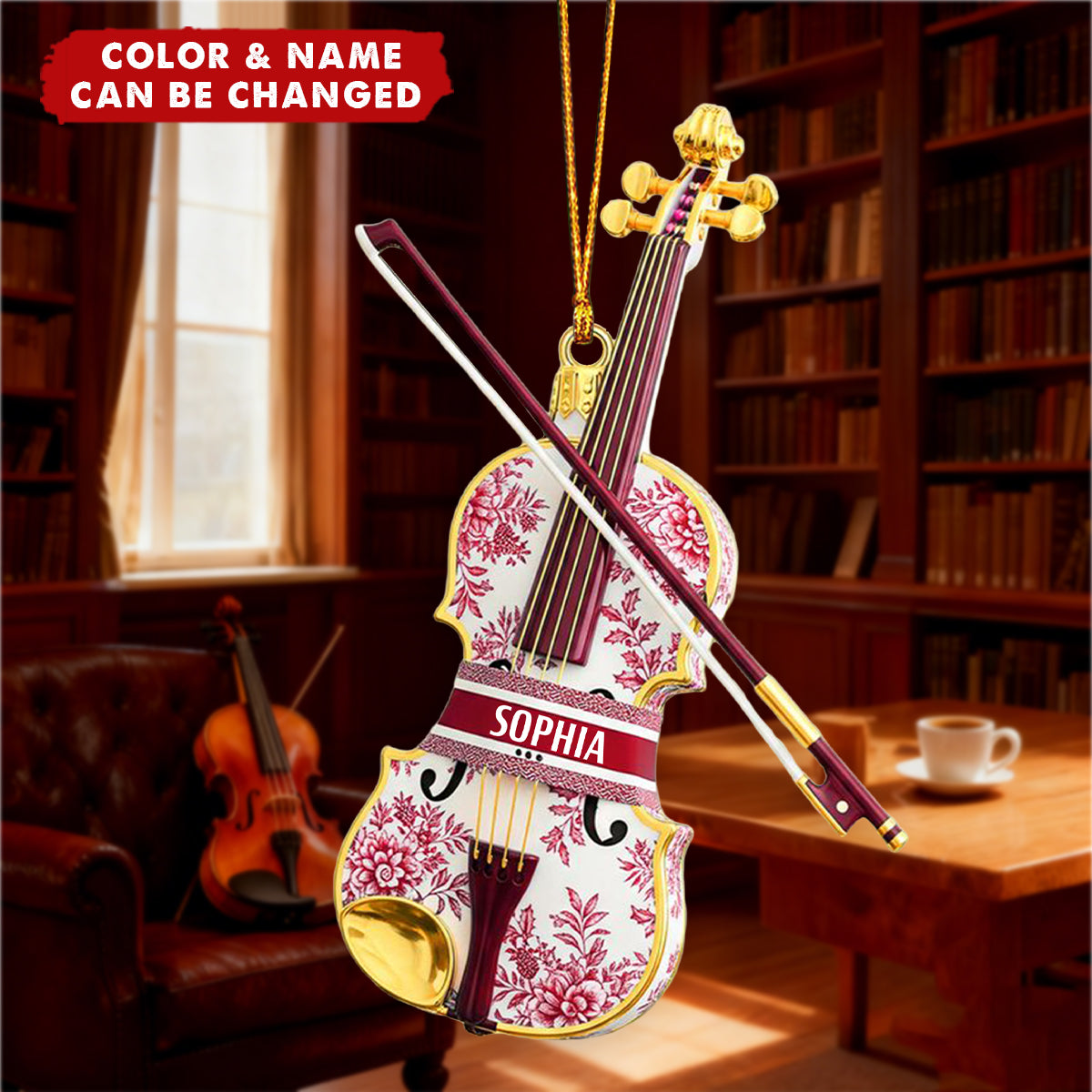 Violin Toile de Jouy Ornament - Personalized Gifts For Violin Lover Christmas Ornament