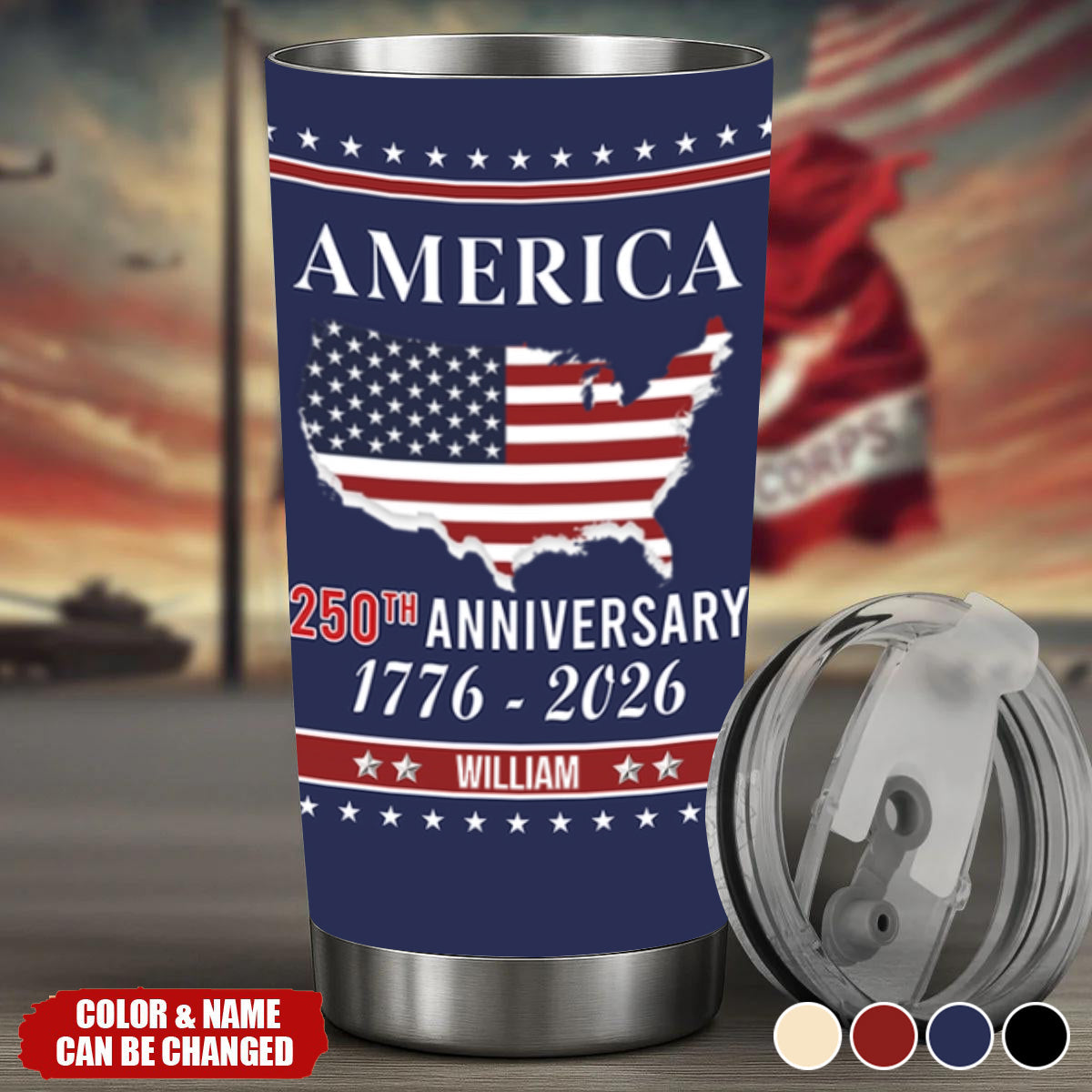 Personalized Family Name America 250th Anniversary Tumbler