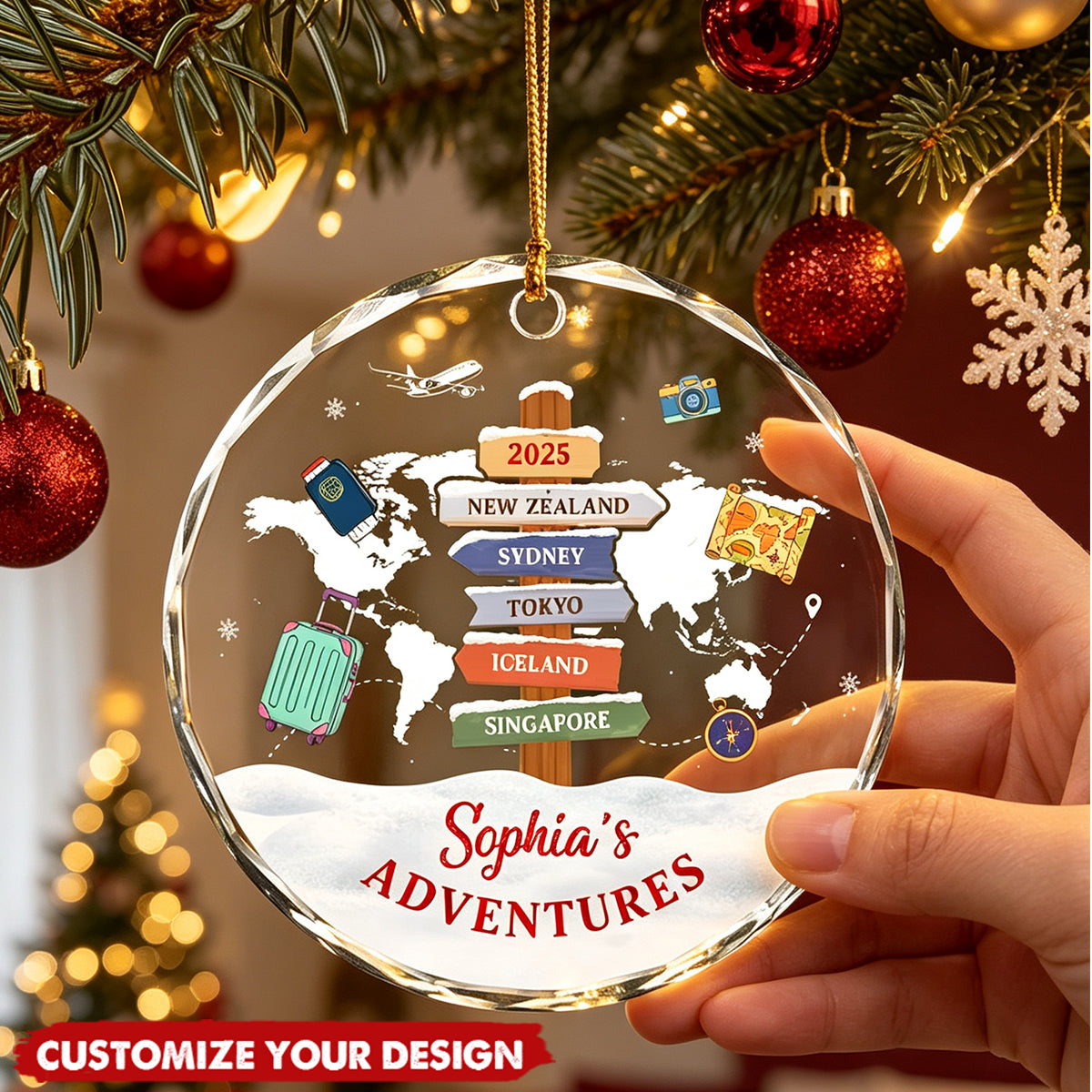 Custom Destination Adventure Souvenir Gifts - Personalized travel ornaments