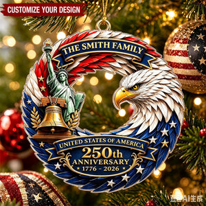 Patriotic Bald Eagle America 250th Anniversary Ornament - Personalized Acrylic Ornament