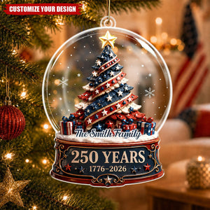 Personalized America 250 Years Acrylic Ornament, Patriotic Christmas Keepsake Ornament