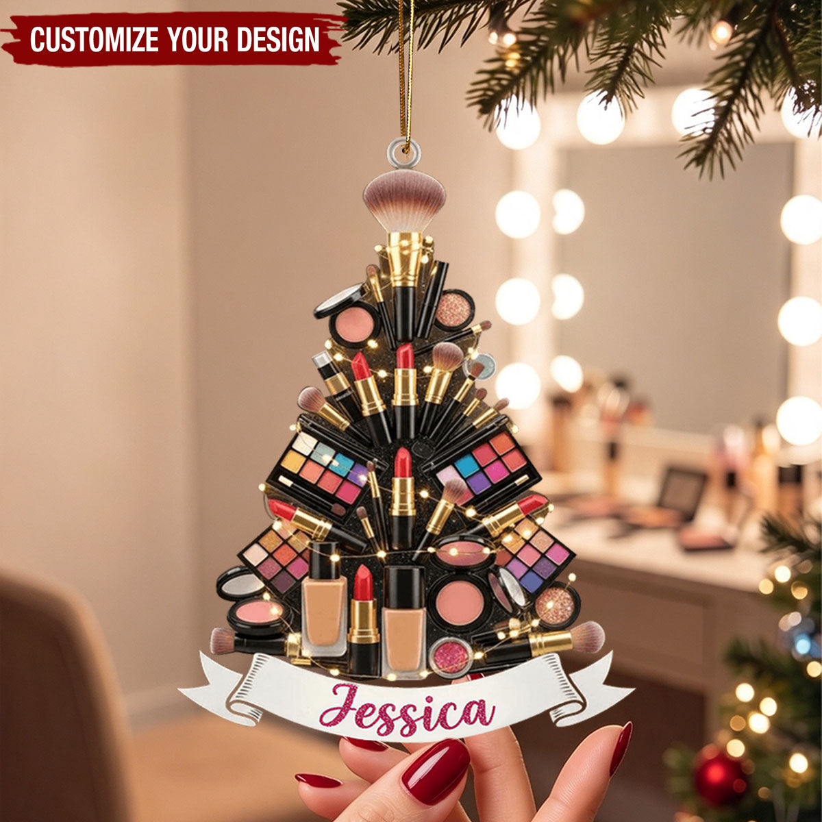 Custom Makeup Artist Christmas Keepsake Ornament -Personalized Acrylic Ornament