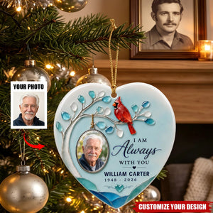 Personalized Cardinal Memorial Ceramic Ornament, Custom Photo Sympathy Keepsake Gift