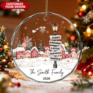 Personalized Family & Pet Glass Christmas Ornament, Custom Family Name Holiday Keepsake